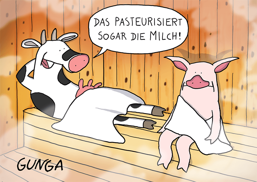 Cartoon über das Ferienhaus mit Sauna in Dänemark von Gunga