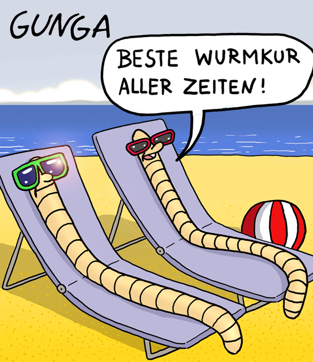 Cartoon am Strand von Gunga